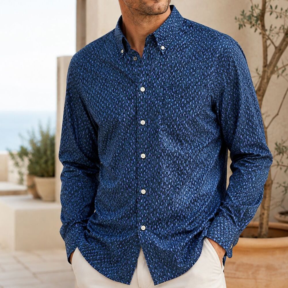 Bonobos Everyday Long Sleeve Men's Shirt Penguin Print Cotton Slim Fit M  279107